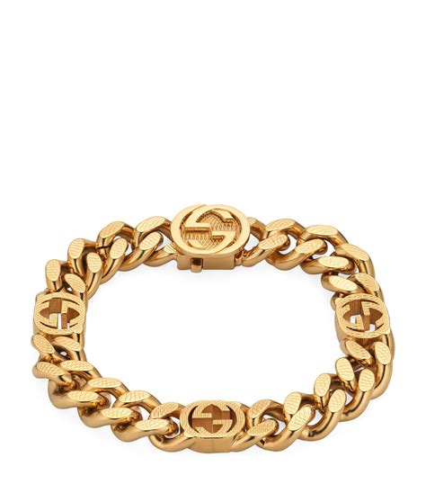 gucci gold interlocking bracelet|Gucci interlocking g chain bracelet.